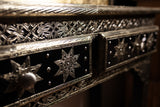 Hand-Etched Silver & Black Console