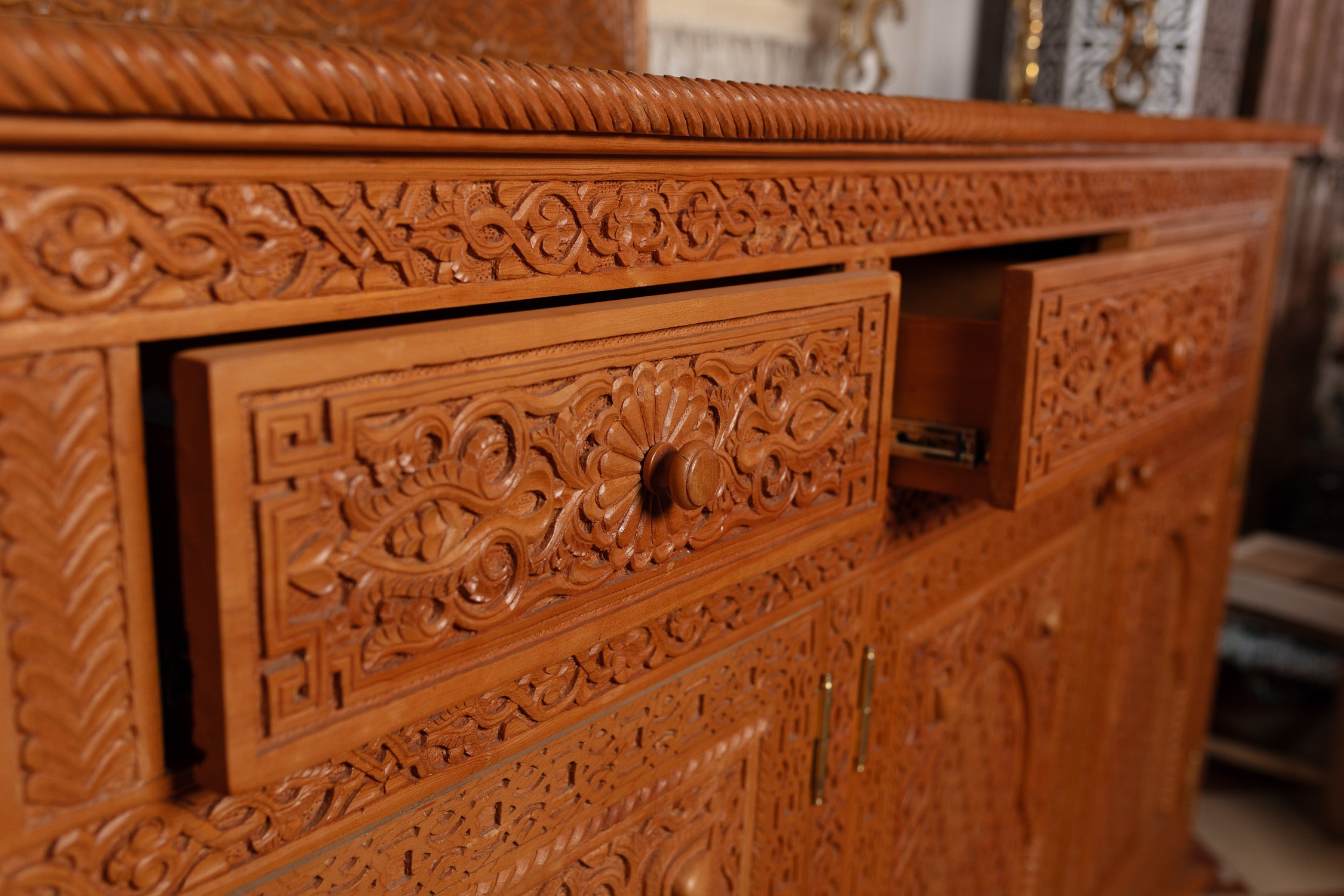 Arched Mirror & Cedar Sideboard