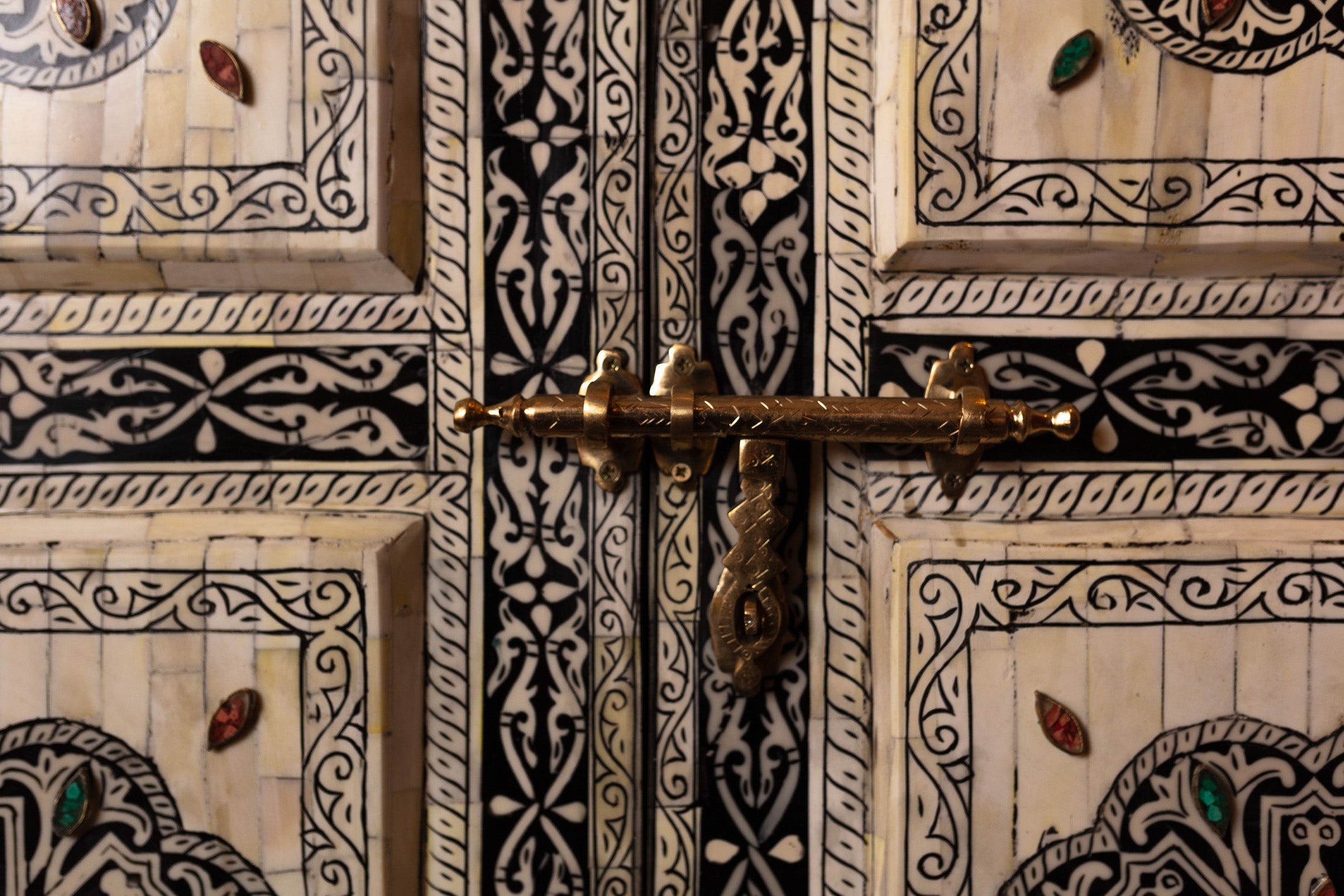 Moroccan Bone Inlay Mandala Door