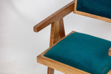 Teal Geometric Teak Armchair
