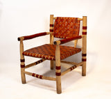 Woven Leather Chair & Ottoman