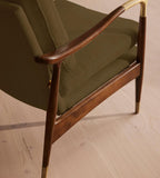 Minimalist Olive Green Wood Frame Chair