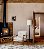 Linen & Walnut Accent Chair