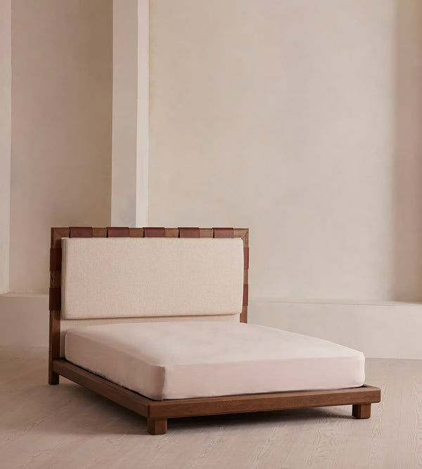 Leather Strap Modern Platform Bed