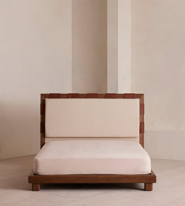 Leather Strap Modern Platform Bed