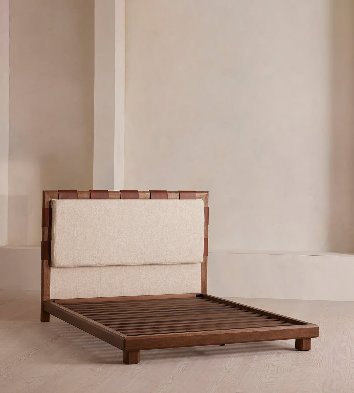 Leather Strap Modern Platform Bed