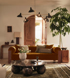 Modern Mustard Velvet Wood Frame Sofa