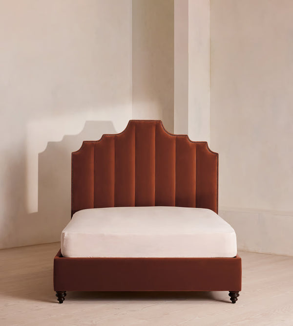 Art Deco Velvet Upholstered Bed