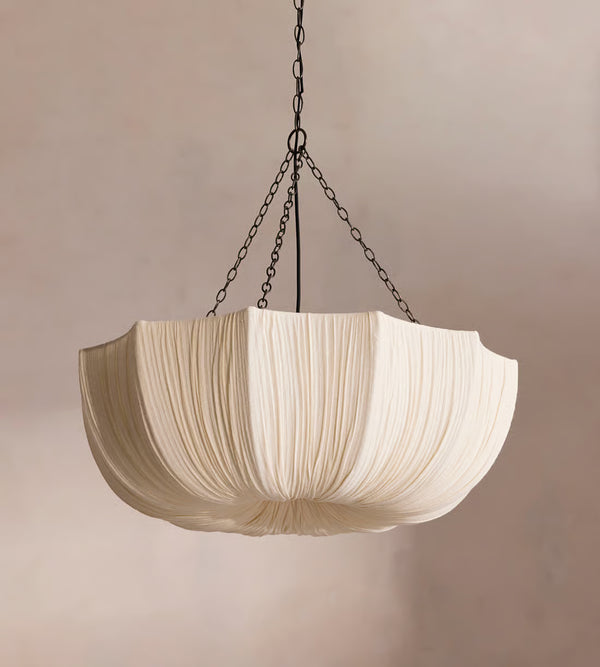 Classic Pleated Silk Scalloped Pendant Light