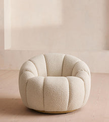 Bouclé Pumpkin Swivel Chair