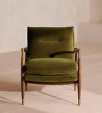 Velvet & Walnut Accent Chair