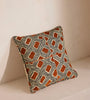 Geometric Terracotta Embroidered Square Accent Pillow