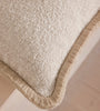 Textured Cream Bouclé Fringed Accent Pillow