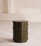 Beaded Emerald Wood and Marble Nightstand