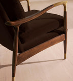 Modern Velvet Brass Accent Chair