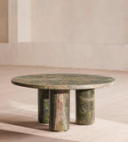 Green Marble Round Pedestal Coffee Table