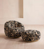 Monochrome Tufted Swivel Chair and Ottoman