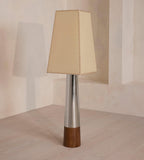 Mid-Century Chrome Floor Lamp with Stitching