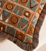 Earth Tone Geometric Fringed Throw Pillow