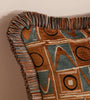 Earth Tone Geometric Fringed Throw Pillow