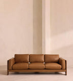 Tan Leather Sculptural Sofa
