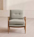 Walnut and Sage Bouclé Accent Chair
