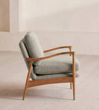 Walnut and Sage Bouclé Accent Chair