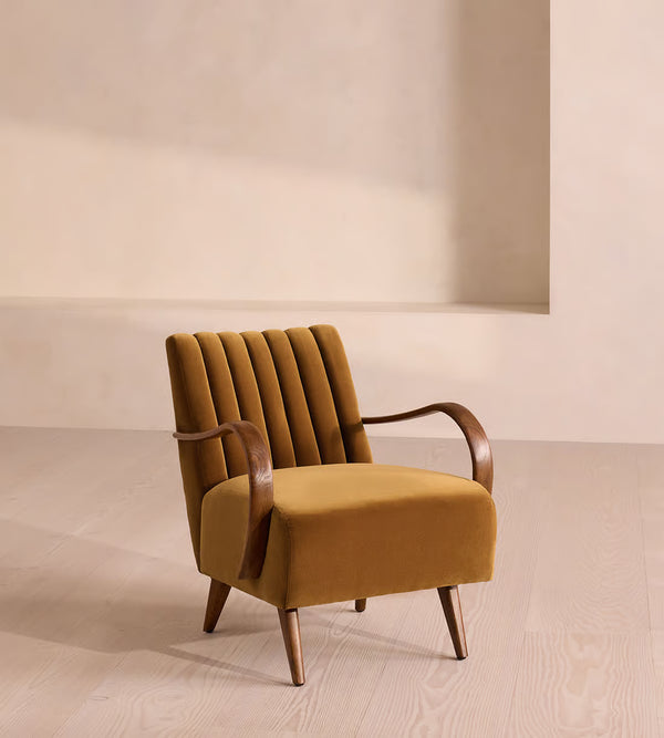 Art Deco Ribbed Velvet Chair