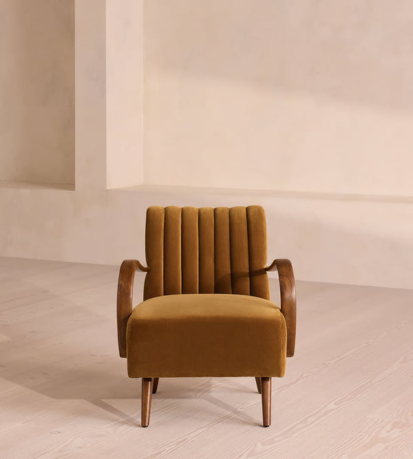 Art Deco Ribbed Velvet Chair