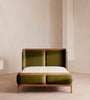 Mid-Century Olive Velvet Bed