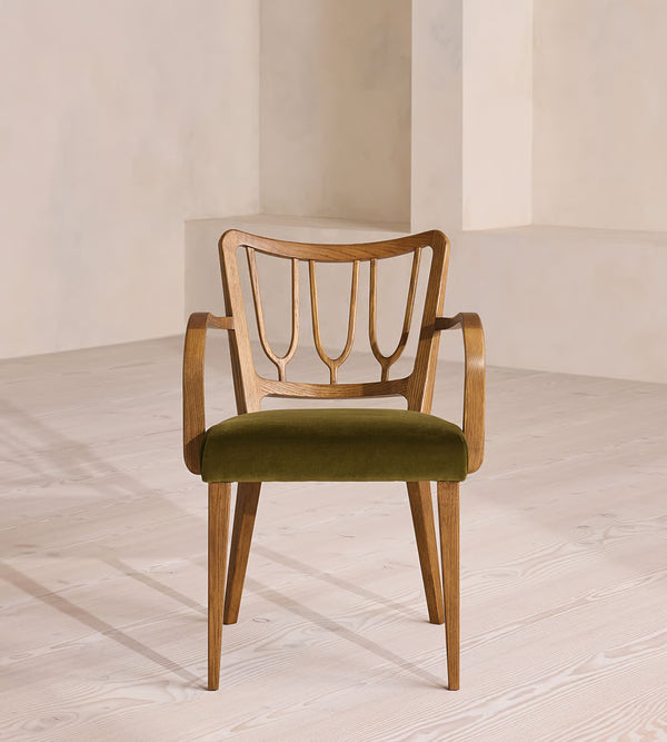 Harp Back Velvet Armchair