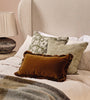 Soft Velvet Lumbar Pillow With Tassels