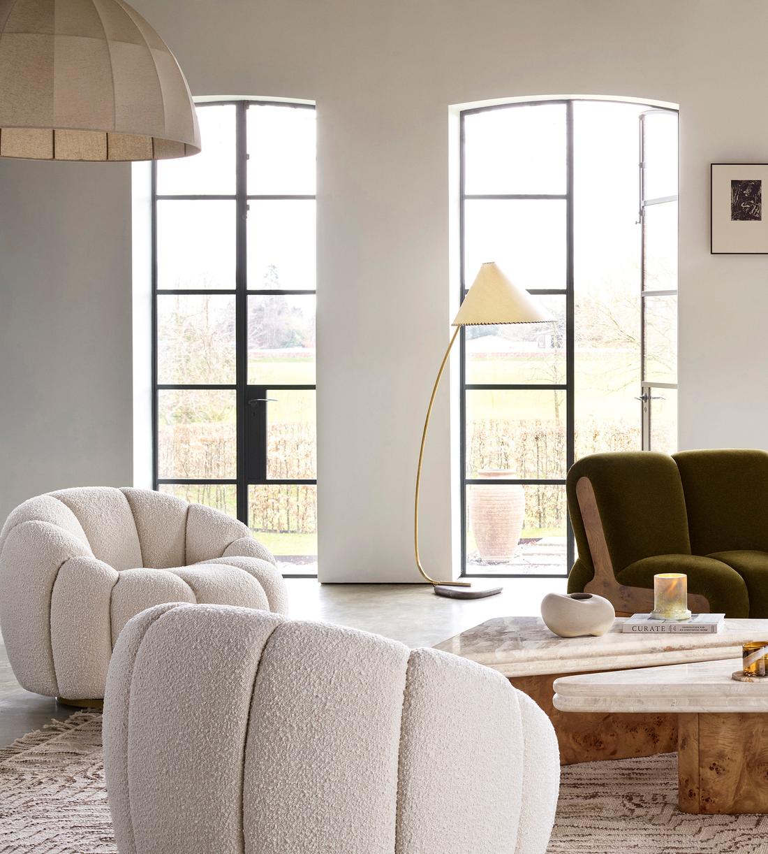 Bouclé Pumpkin Swivel Chair