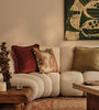 Burnt Orange Velvet Fringed Cushion