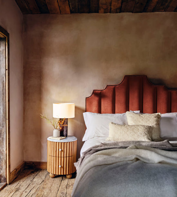 Art Deco Velvet Upholstered Bed