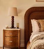 Elegant Curved Wood Stone Top Nightstand
