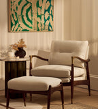 Linen & Walnut Accent Chair