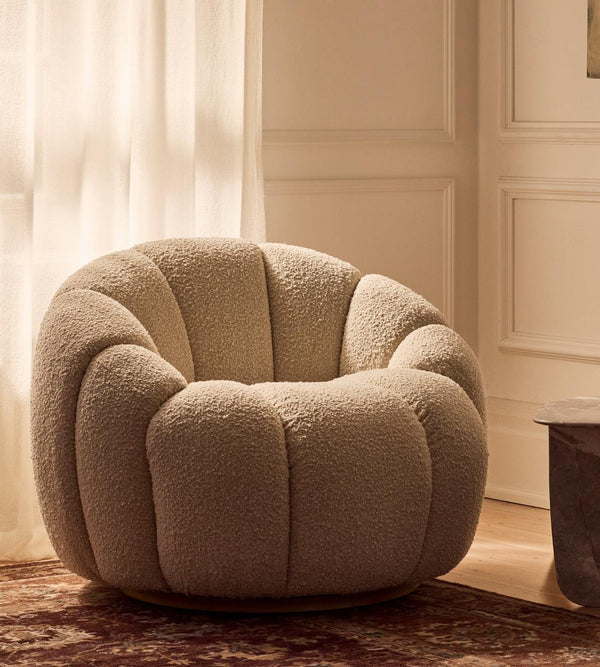 Bouclé Pumpkin Swivel Chair