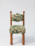 Arched Oak Chair with Floral Upholstery