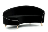 Sculptural Black Velvet Sofa Gold Legs