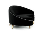 Sculptural Black Velvet Sofa Gold Legs