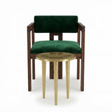 Teal Geometric Teak Armchair