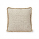 Textured Cream Bouclé Fringed Accent Pillow
