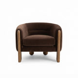 Velvet Curved Barrel Accent Chair
