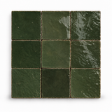 Forest Green Handcrafted Moroccan 4×4 Zellige Tile