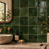 Forest Green Handcrafted Moroccan 4×4 Zellige Tile