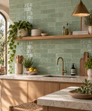 Sage Green Handcrafted Moroccan 2×6 Zellige Tile