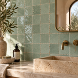 Sage Green Handcrafted Moroccan 2×2 Zellige Tile