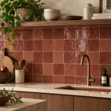 Terracotta Red Handcrafted Moroccan 4×4 Zellige Tile