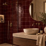 Burgundy Red Handcrafted Moroccan 4×4 Zellige Tile
